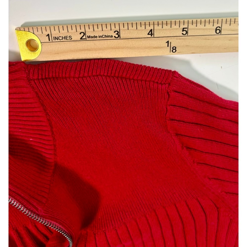 Eddie Bauer Full Zip Sweater Womens XXL Red Vintage Ribbed Cotton Preppy 90s - Picture 11 of 14